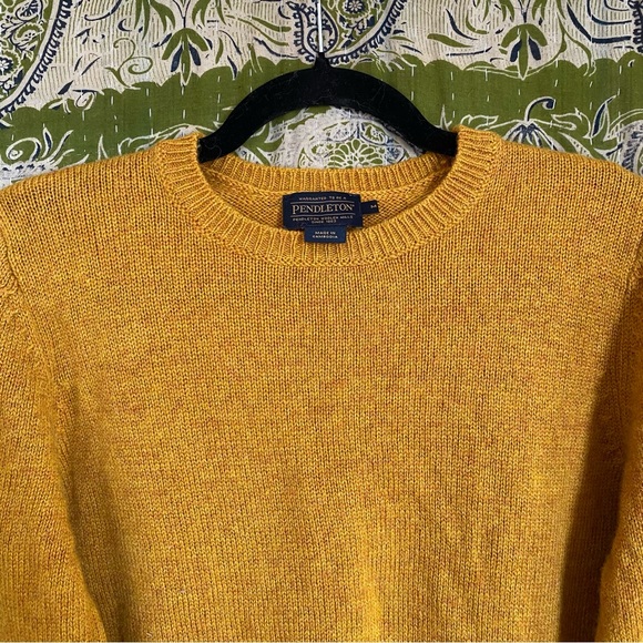 Pendleton Golden Copper Washable Shetland Wool Crewneck Sweater Size Medium - Picture 2 of 14